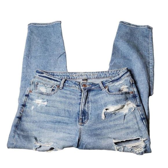 American eagle under butt rip light wash mom jeans size 10 regular - Picture 2 of 6